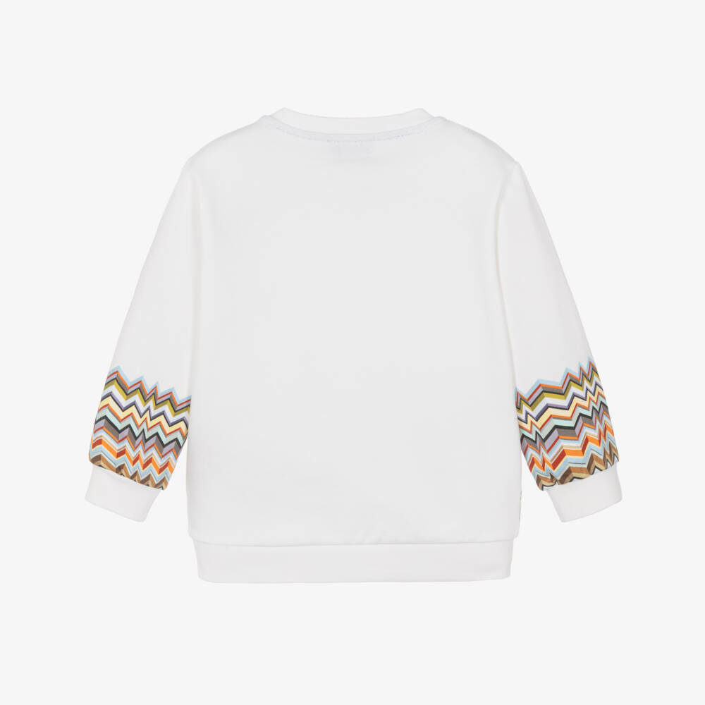 Missoni-Boys White Cotton Jersey Zigzag Pattern Sweatshirt | Childrensalon Outlet