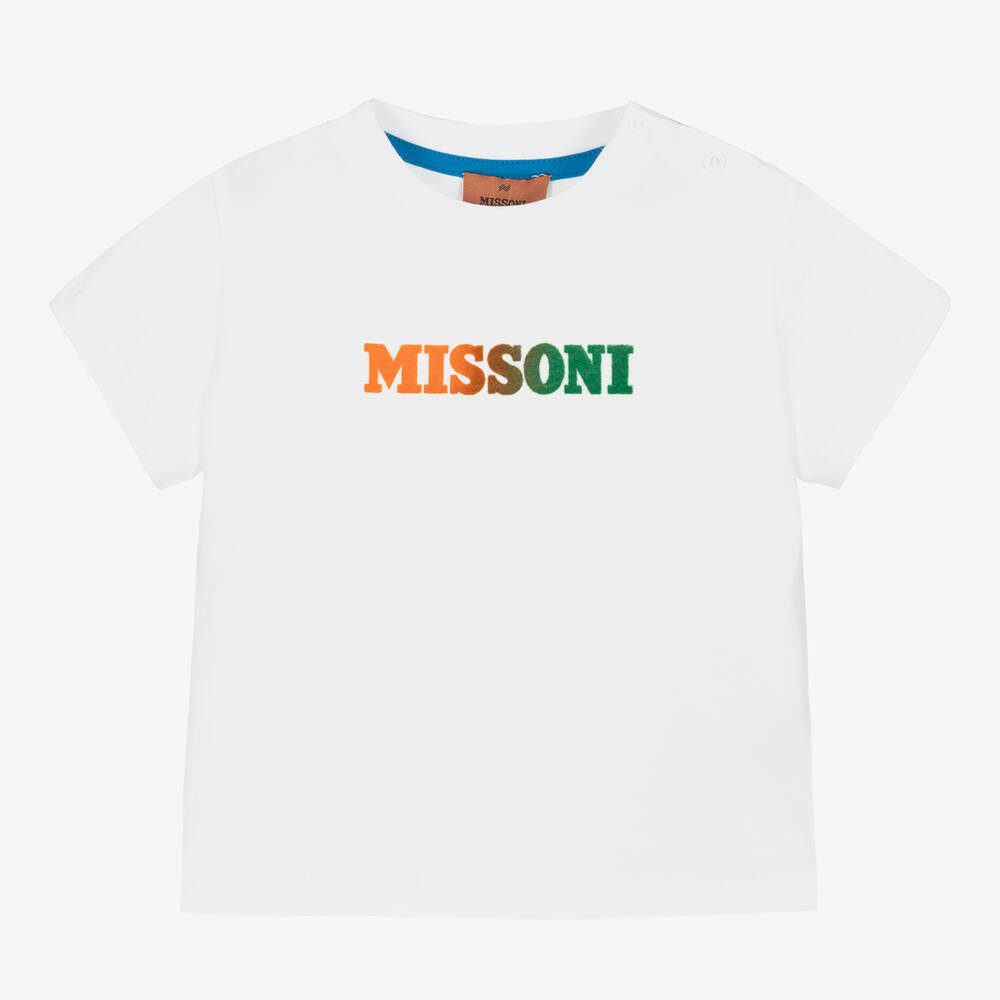 Missoni - تيشيرت قطن لون أبيض للأولاد | Childrensalon