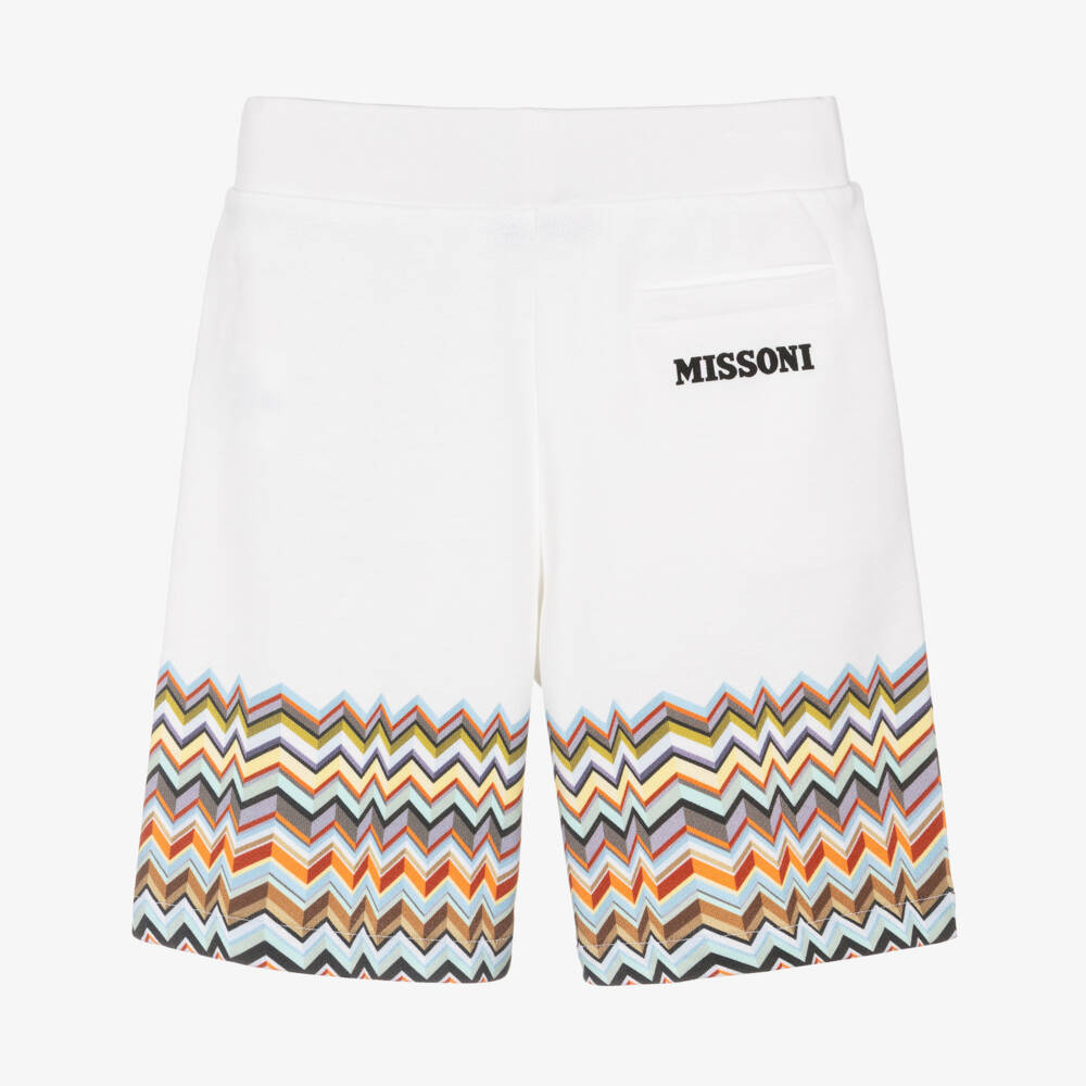 Missoni-Boys White Cotton Zigzag Pattern Shorts | Childrensalon Outlet