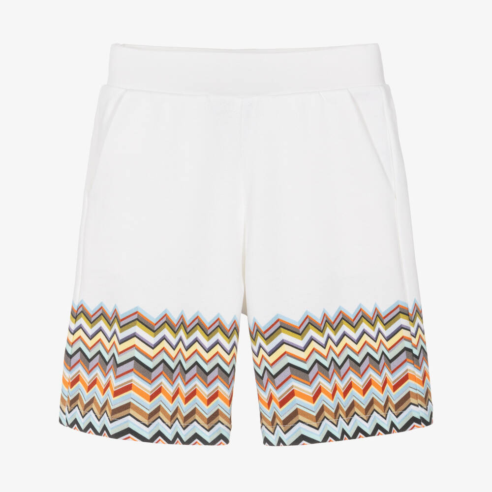 Missoni-Boys White Cotton Zigzag Pattern Shorts | Childrensalon Outlet