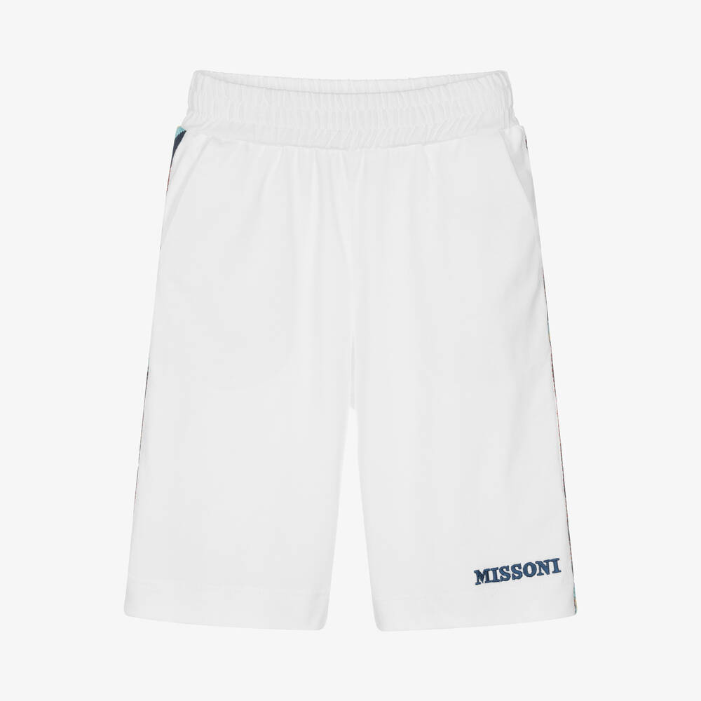 Missoni - Boys White Organic Cotton Zigzag Shorts | Childrensalon