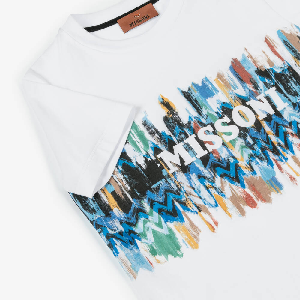Missoni-Boys White Organic Zigzag Tee | Childrensalon Outlet