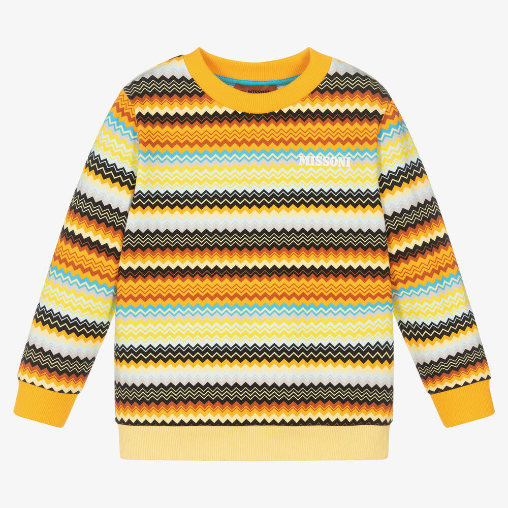 Missoni - Boys Yellow Cotton Zigzag Sweatshirt | Childrensalon