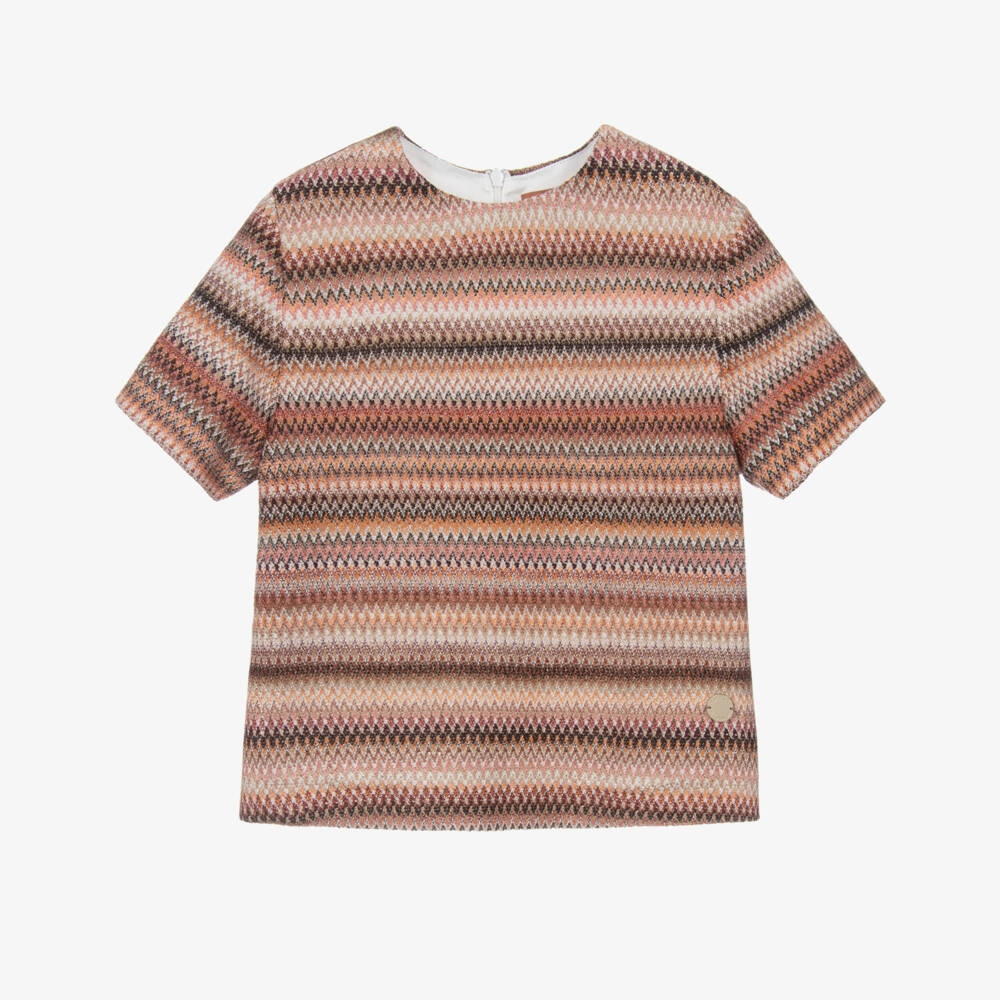 Missoni-بلوزة بنات بيج بنمط متعرج | Childrensalon Outlet