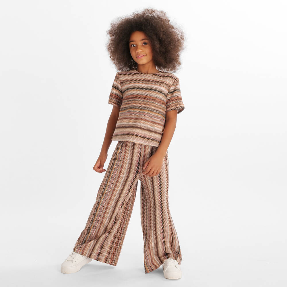 Missoni-بنطلون محبوك بيج بني للبنات | Childrensalon Outlet