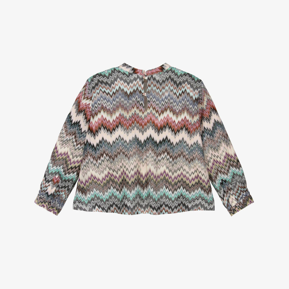 Missoni-Girls Beige Multicolour Zigzag Knit Blouse | Childrensalon Outlet