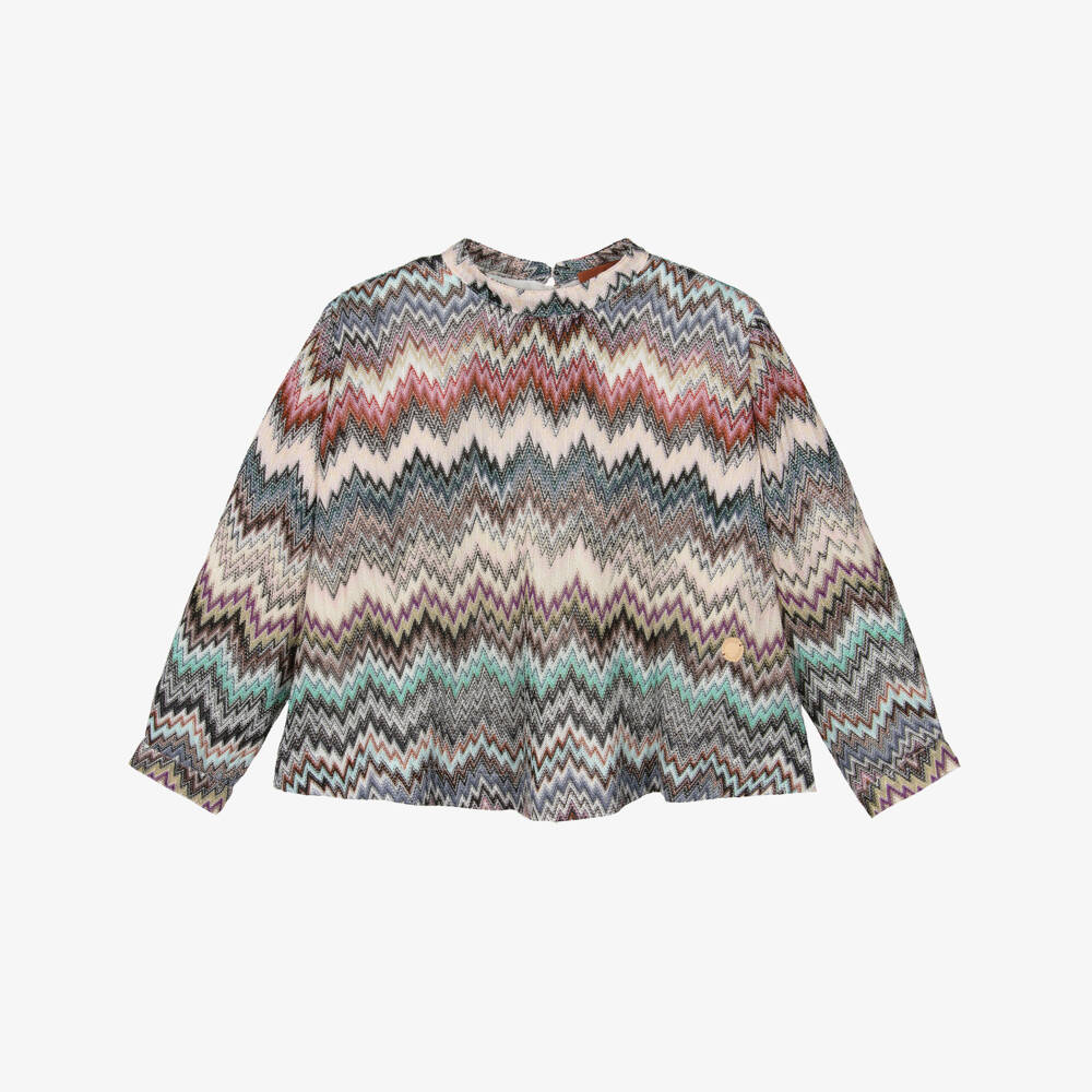 Missoni-Girls Beige Multicolour Zigzag Knit Blouse | Childrensalon Outlet