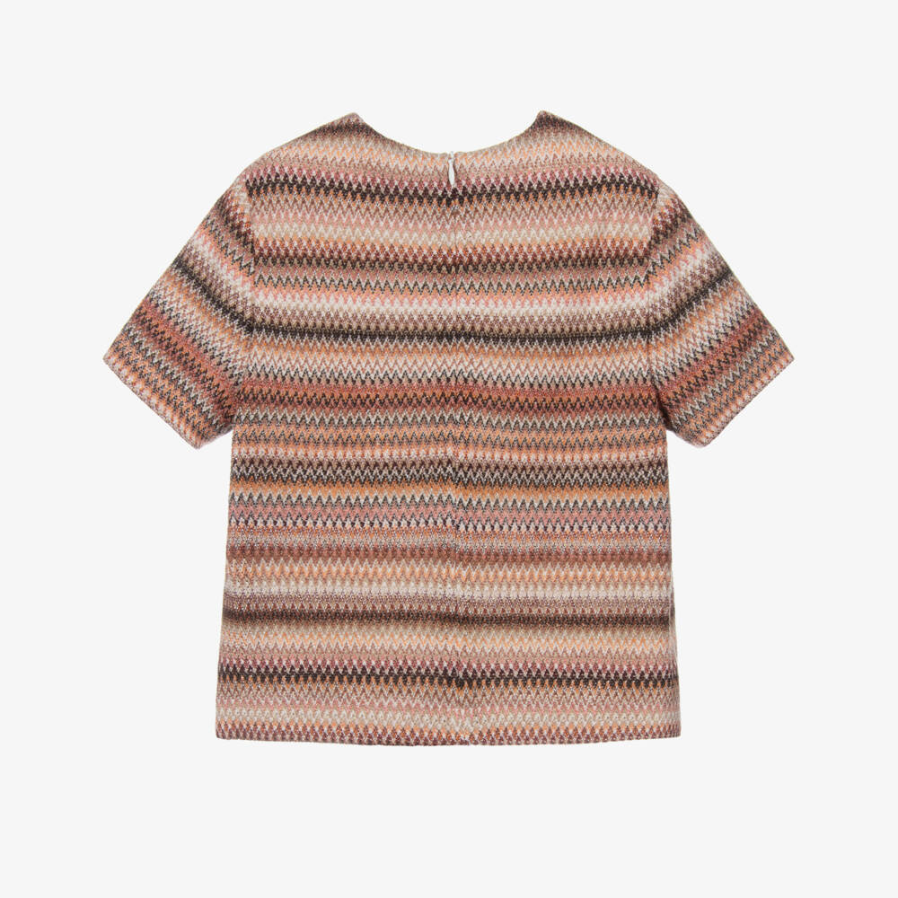 Missoni-بلوزة بنات بيج بنمط متعرج | Childrensalon Outlet
