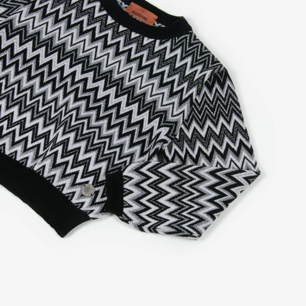 Missoni-كنزة بنات سوداء وفضية بنقشة متعرجة | Childrensalon Outlet