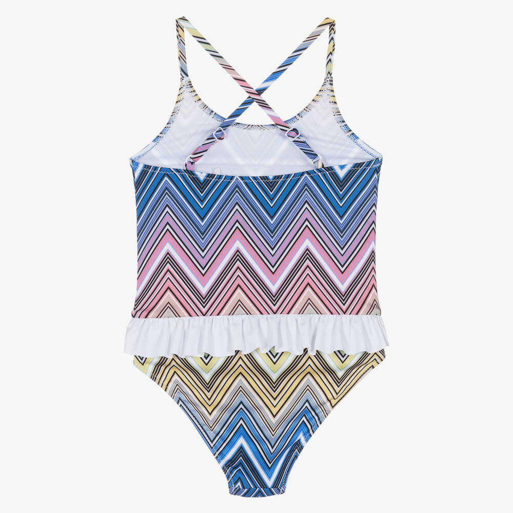 Missoni-Girls Blue & Pink Zigzag Swimsuit | Childrensalon Outlet