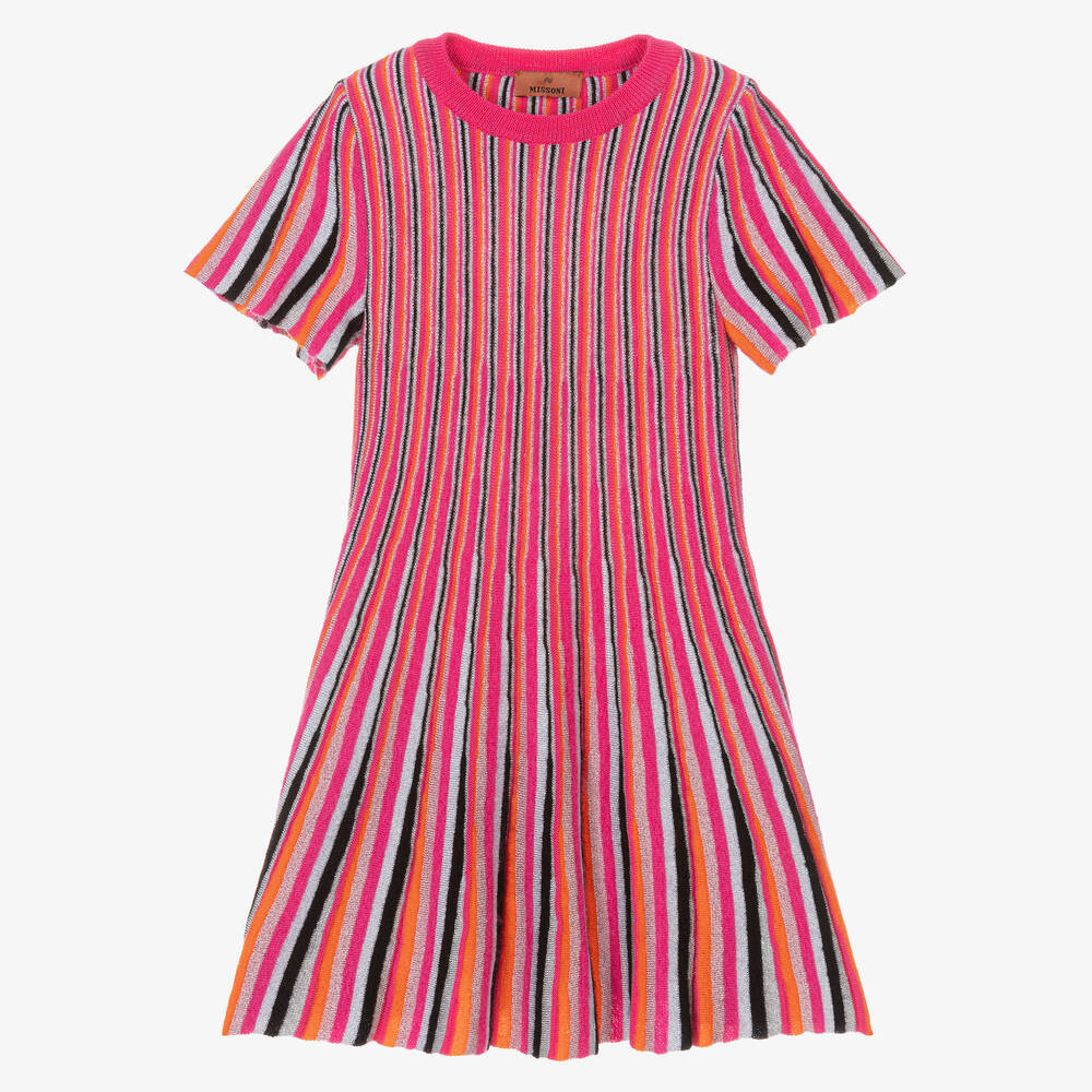 Missoni - Girls Bright Pink Striped Dress | Childrensalon