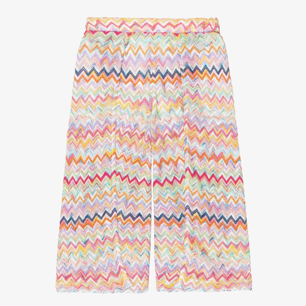 Missoni-Girls Colourful Zigzag Print Lurex Wide-Leg Trousers | Childrensalon Outlet
