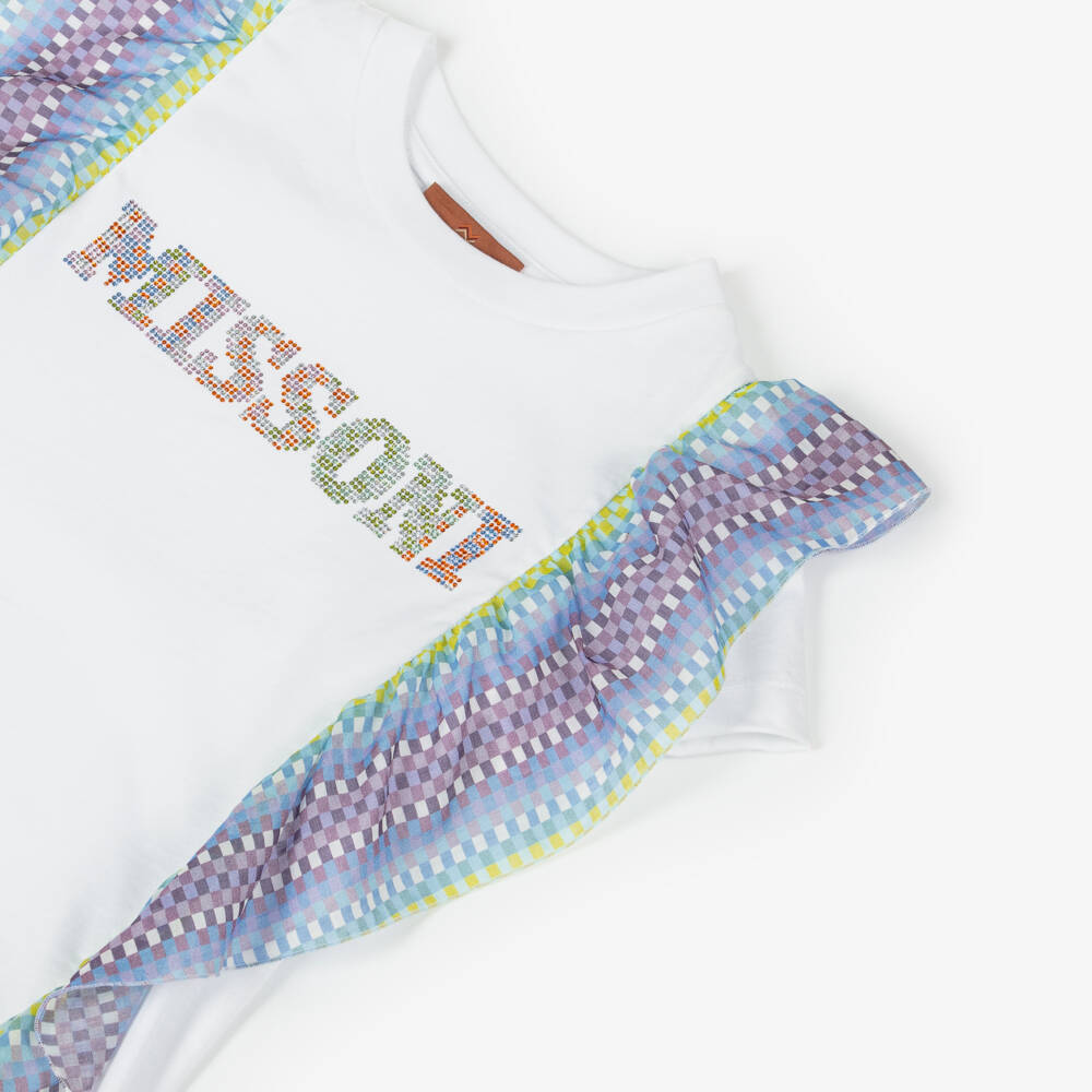 Missoni-Girls Cotton Dress with Rainbow Ruffles | Childrensalon Outlet