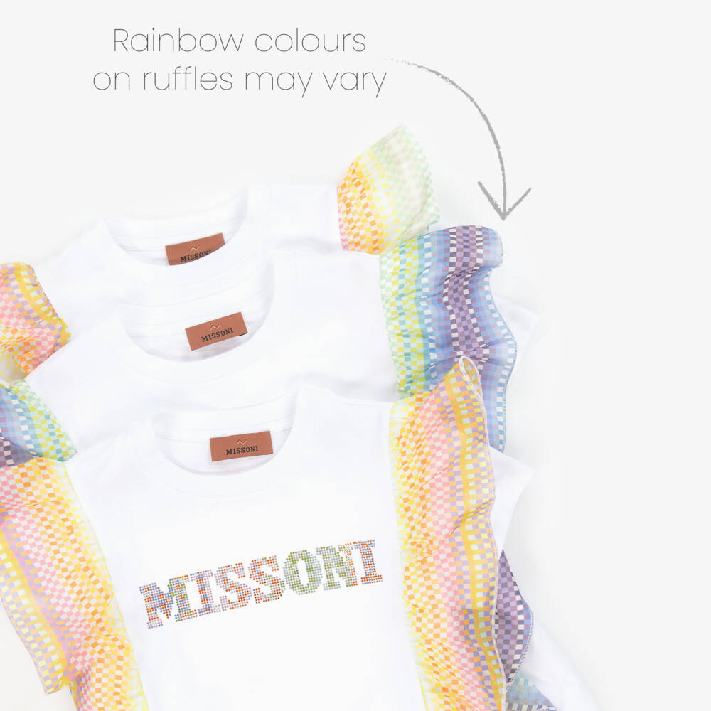 Missoni-Girls Cotton Dress with Rainbow Ruffles | Childrensalon Outlet