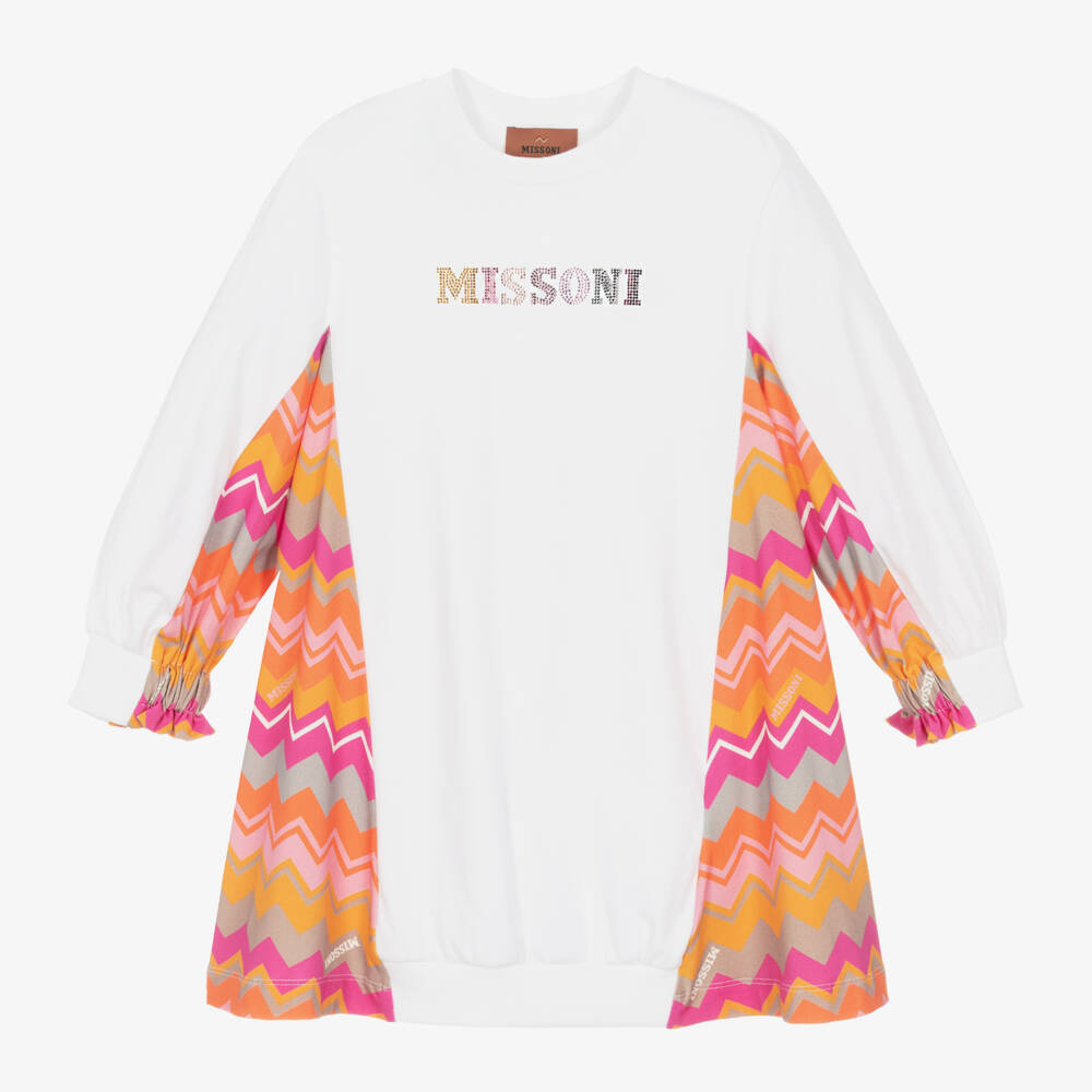 Missoni-Girls Cotton Zigzag Sleeve Dress | Childrensalon Outlet