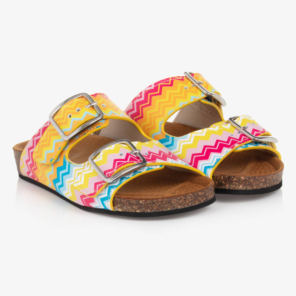 Missoni - Girls Leather Multicolour Zigzag Sandals | Childrensalon