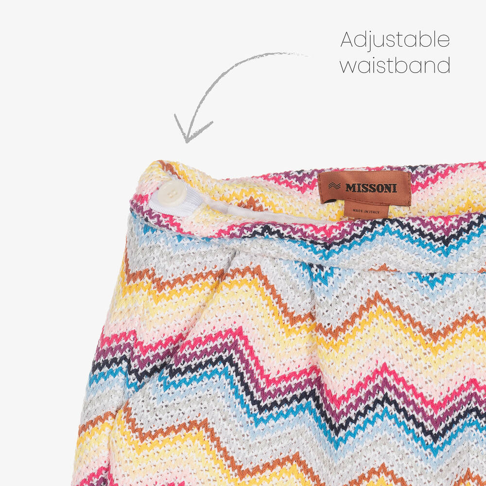 Missoni-Girls Multicolour Zigzag Knit Shorts | Childrensalon Outlet