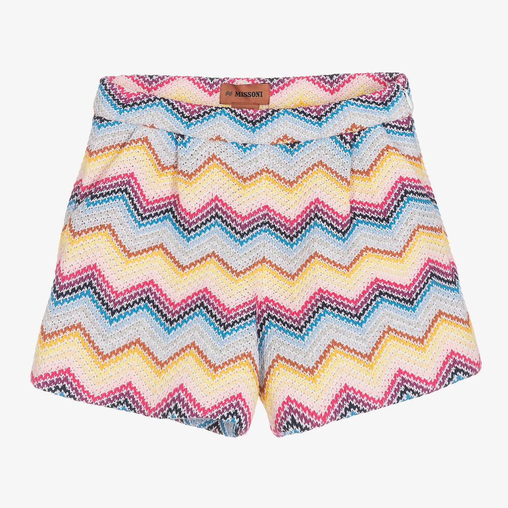 Missoni - Girls Multicolour Zigzag Knit Shorts | Childrensalon