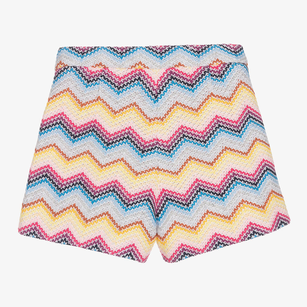 Missoni-Girls Multicolour Zigzag Knit Shorts | Childrensalon Outlet