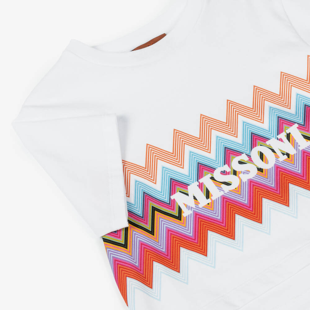 Missoni-Girls Organic White Zigzag Top | Childrensalon Outlet