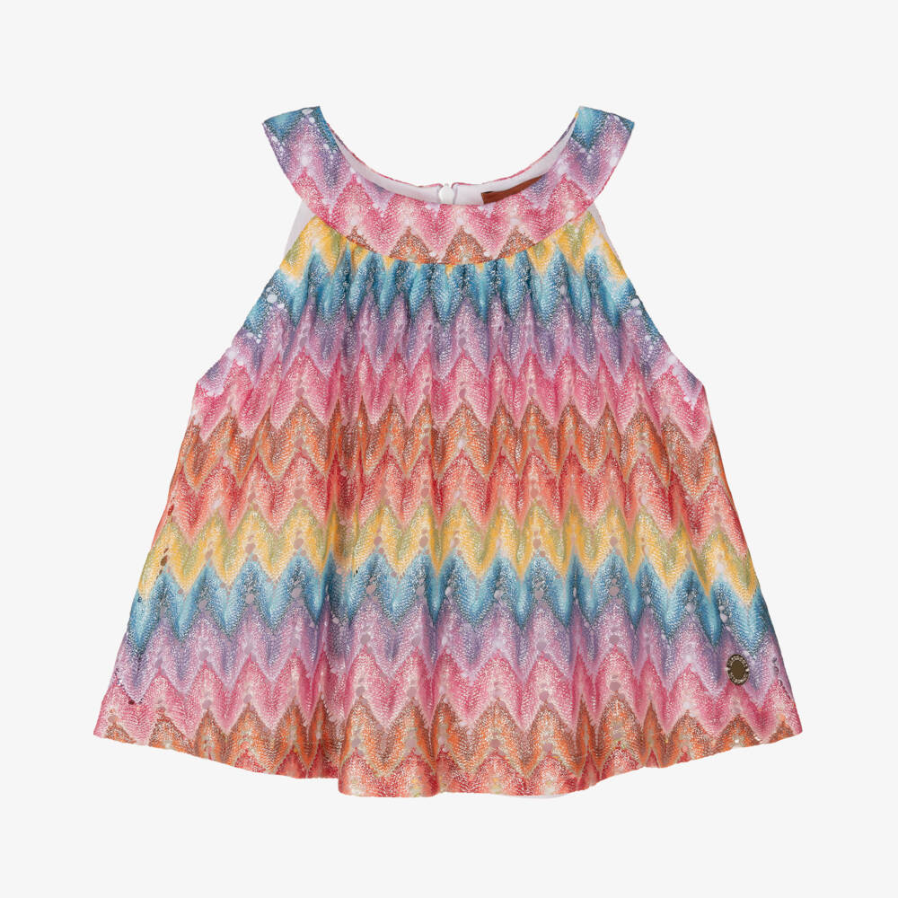 Missoni-بلوزة محبوكة بنمط متعرج وردي للبنات | Childrensalon Outlet