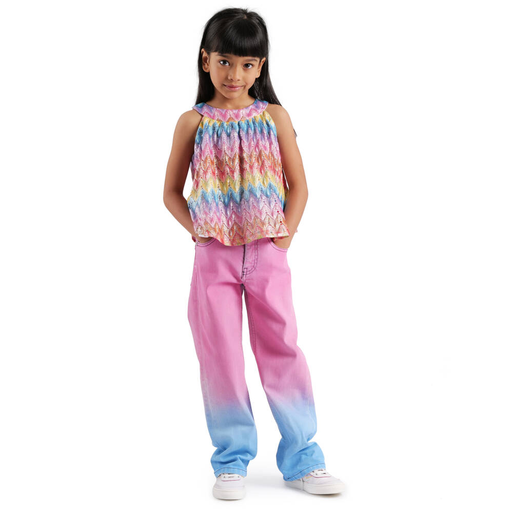 Missoni-بلوزة محبوكة بنمط متعرج وردي للبنات | Childrensalon Outlet