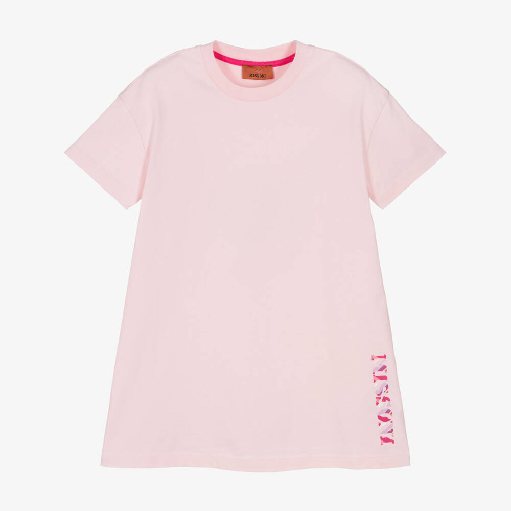 Missoni-Girls Pink Cotton Jersey T-Shirt Dress | Childrensalon Outlet