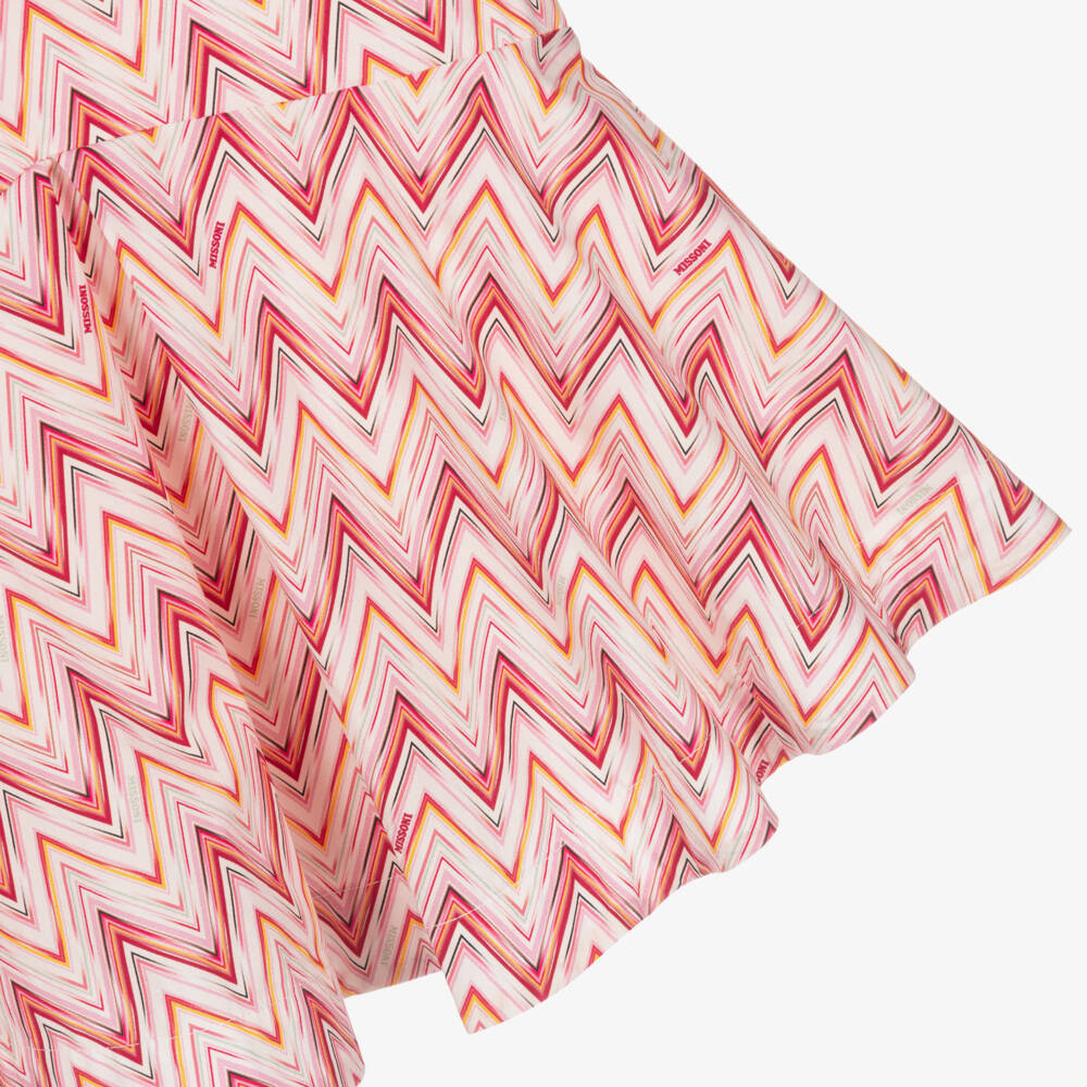 Missoni-Girls Pink Cotton Poplin Zigzag Pattern Dress | Childrensalon Outlet