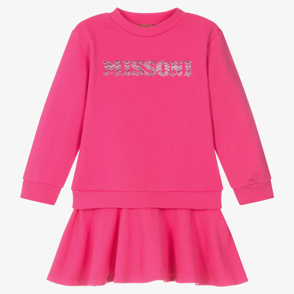 Missoni - Girls Pink Cotton Sweatshirt Dress | Childrensalon