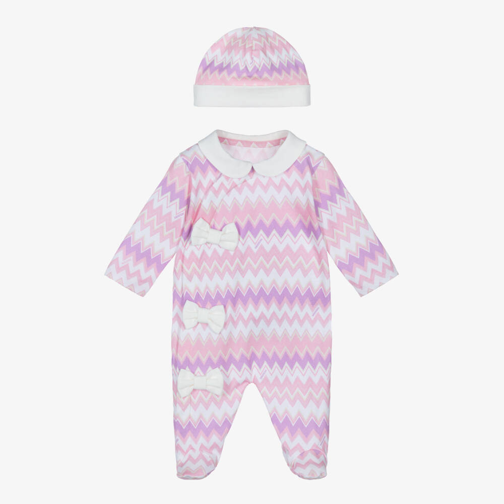 Missoni-Girls Pink Cotton Zigzag Babysuit Set | Childrensalon Outlet