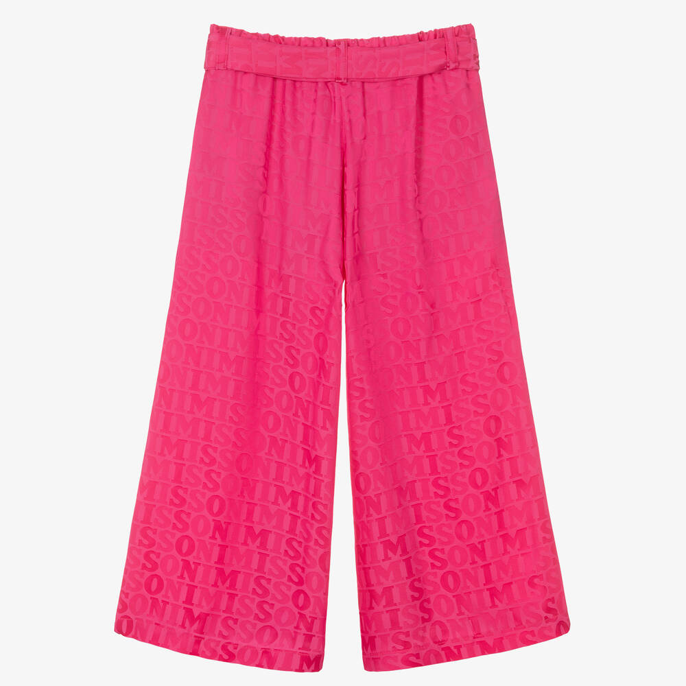 Missoni-Girls Pink Jacquard Wide Leg Trousers | Childrensalon Outlet