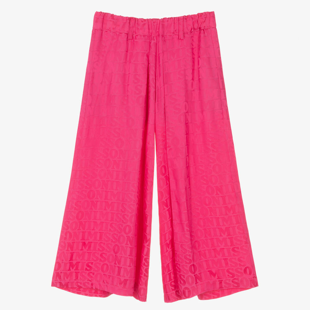 Missoni-Girls Pink Jacquard Wide Leg Trousers | Childrensalon Outlet