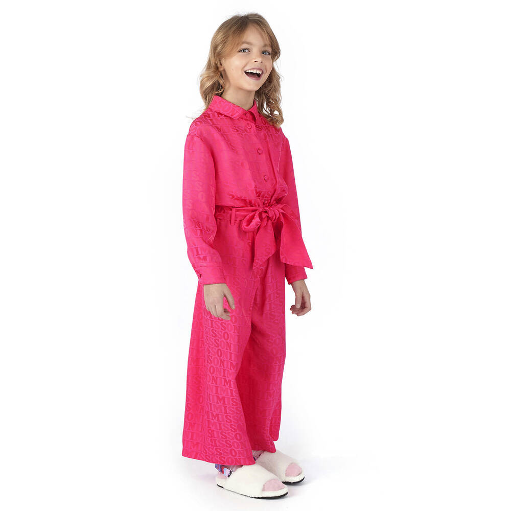 Missoni-Girls Pink Jacquard Wide Leg Trousers | Childrensalon Outlet