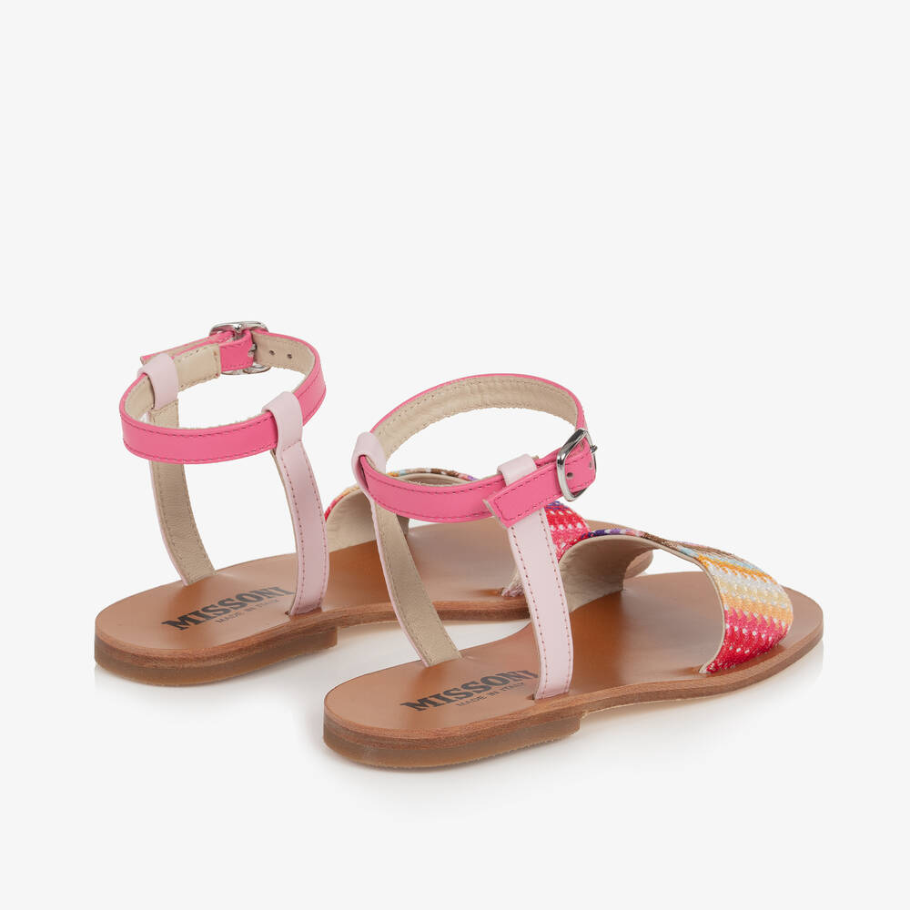 Missoni-Girls Pink Leather Sandals | Childrensalon Outlet