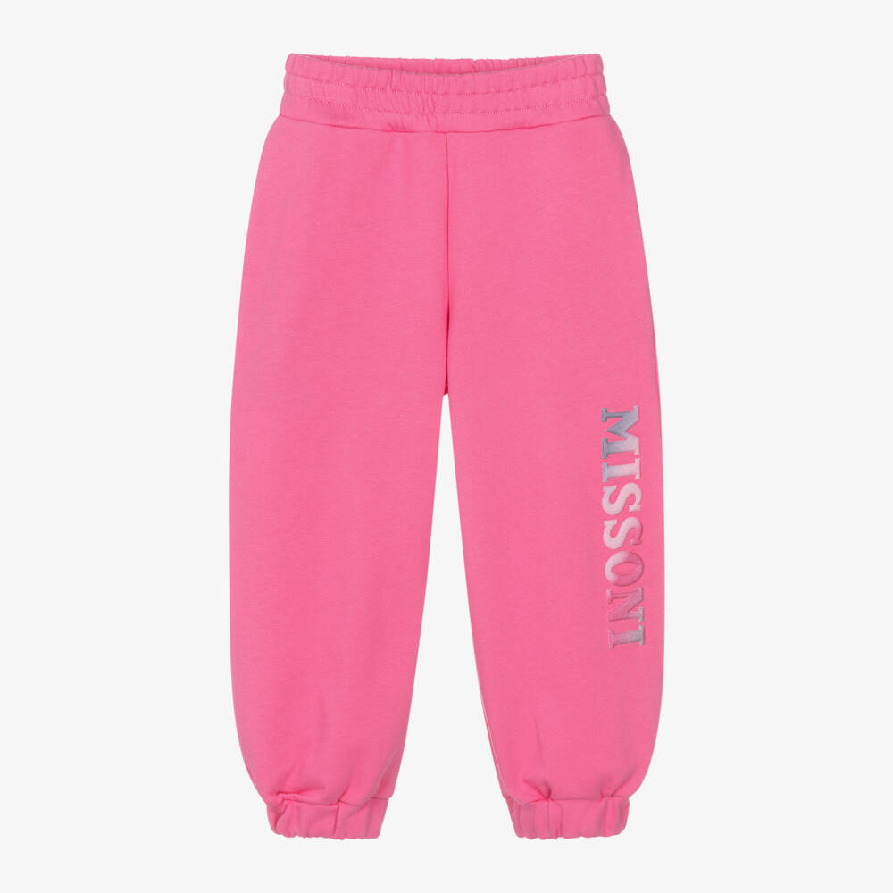 Missoni-Girls Pink Logo Cotton Trousers | Childrensalon Outlet