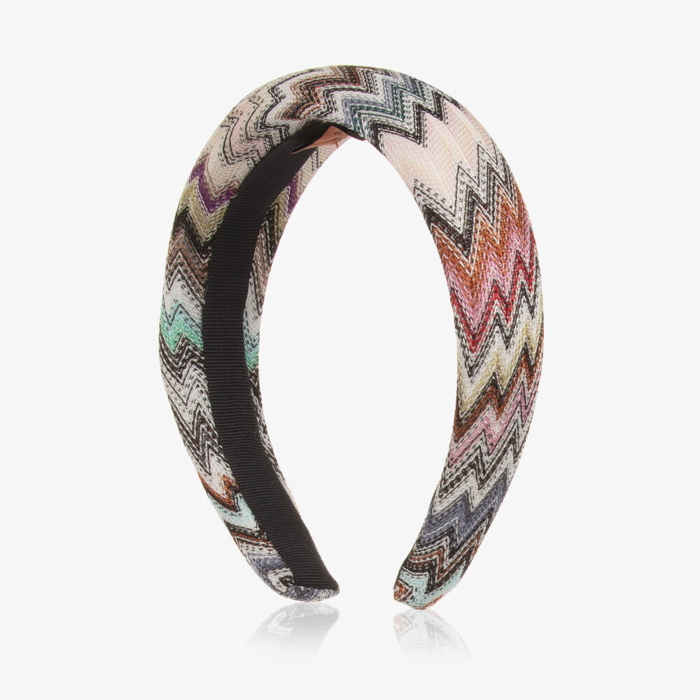 Missoni-Girls Pink Multicolour Zigzag Knit Hairband | Childrensalon Outlet