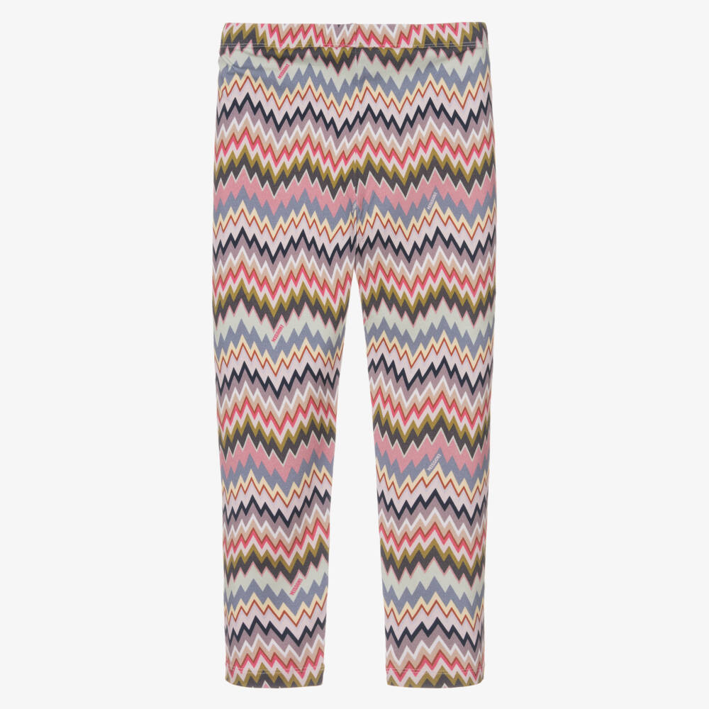 Missoni-Girls Pink & Purple Zigzag Cotton Leggings | Childrensalon Outlet
