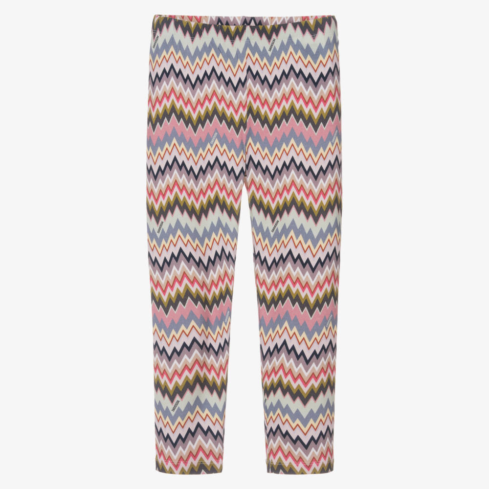 Missoni-Girls Pink & Purple Zigzag Cotton Leggings | Childrensalon Outlet