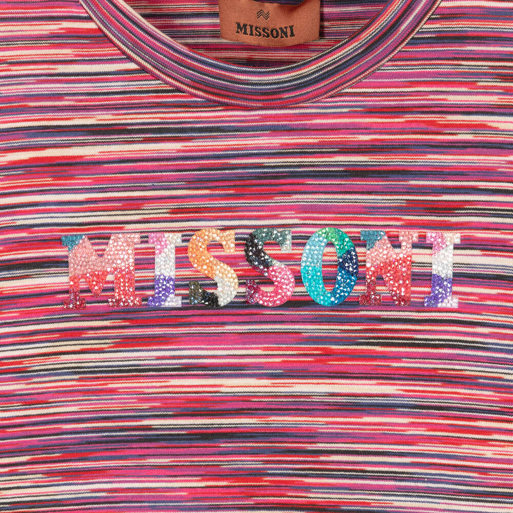 Missoni-Girls Pink Striped Cotton Jersey Dress | Childrensalon Outlet