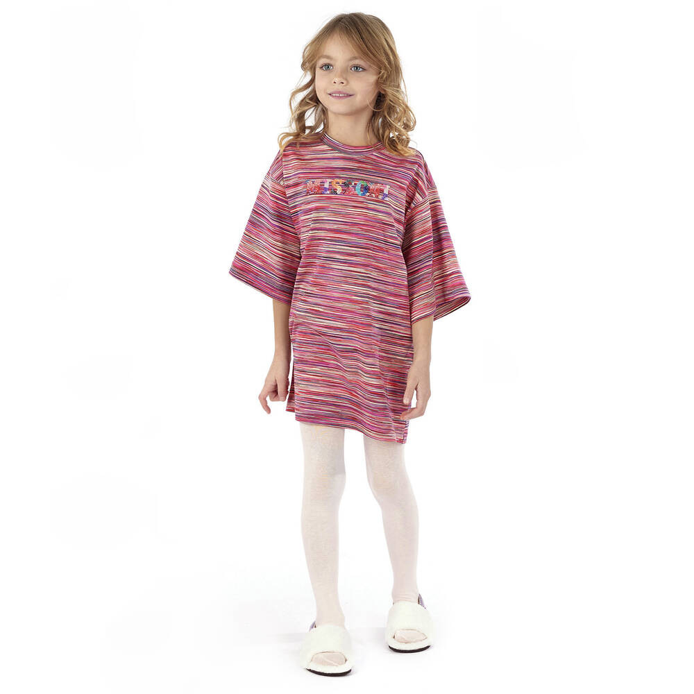 Missoni-Girls Pink Striped Cotton Jersey Dress | Childrensalon Outlet