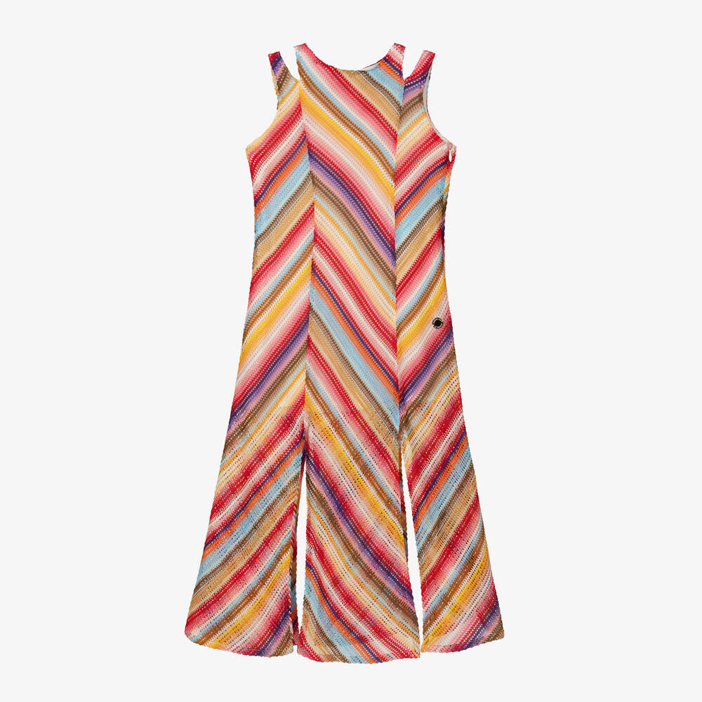 Missoni-Girls Pink Striped Crochet Knit Dress | Childrensalon Outlet