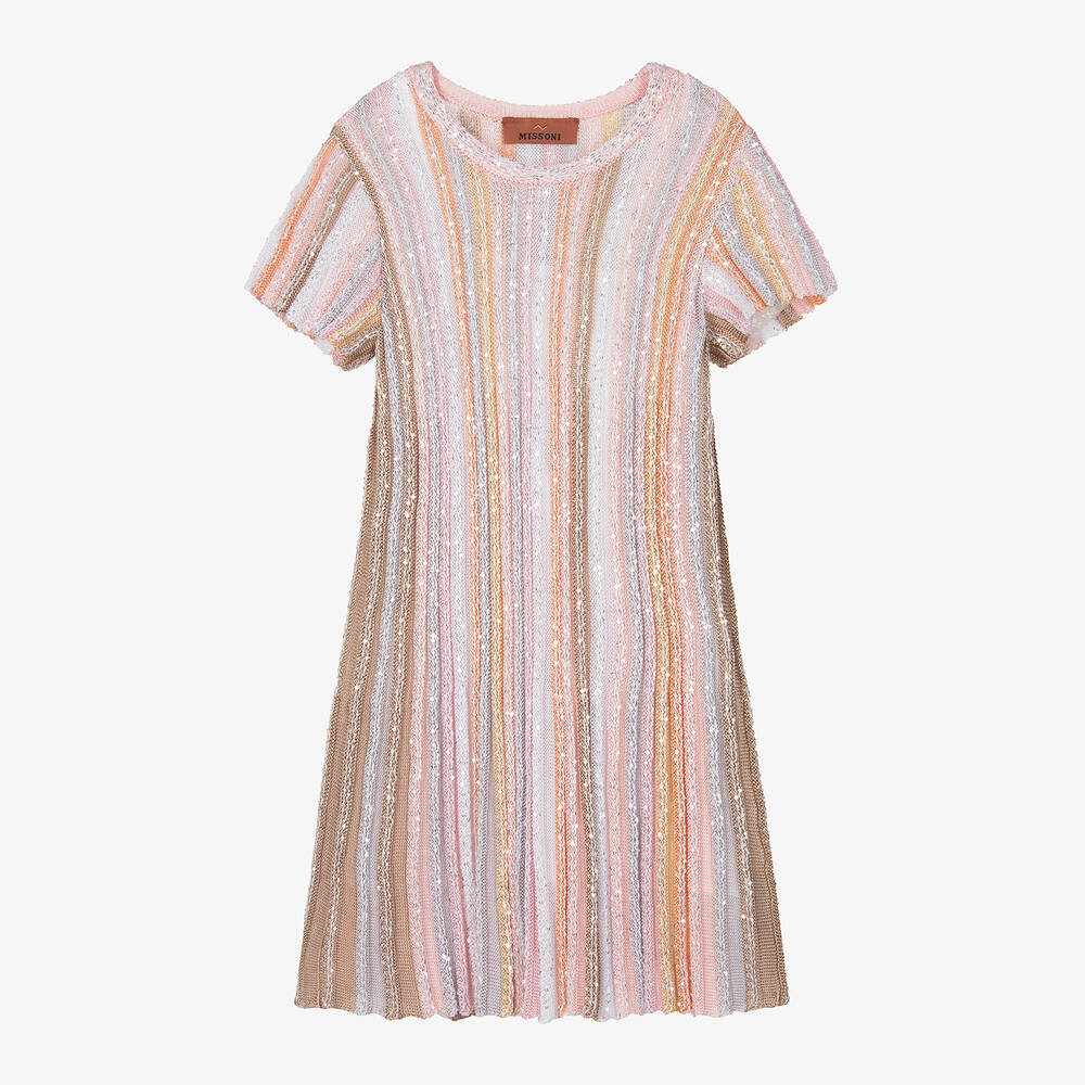 Missoni-Girls Pink Striped Viscose Dress | Childrensalon Outlet