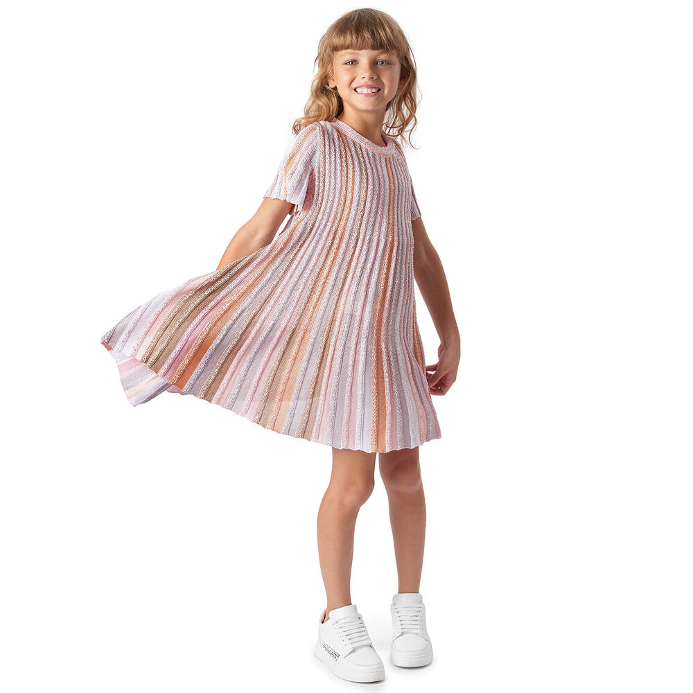 Missoni Girls Pink Striped Viscose Dress