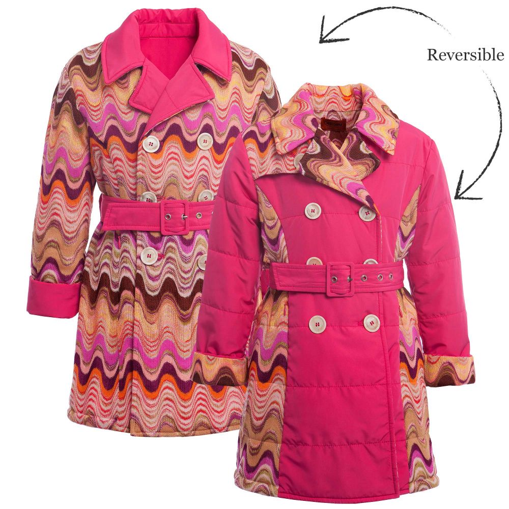 Missoni - معطف وردي ذو وجهين للفتيات | Childrensalon