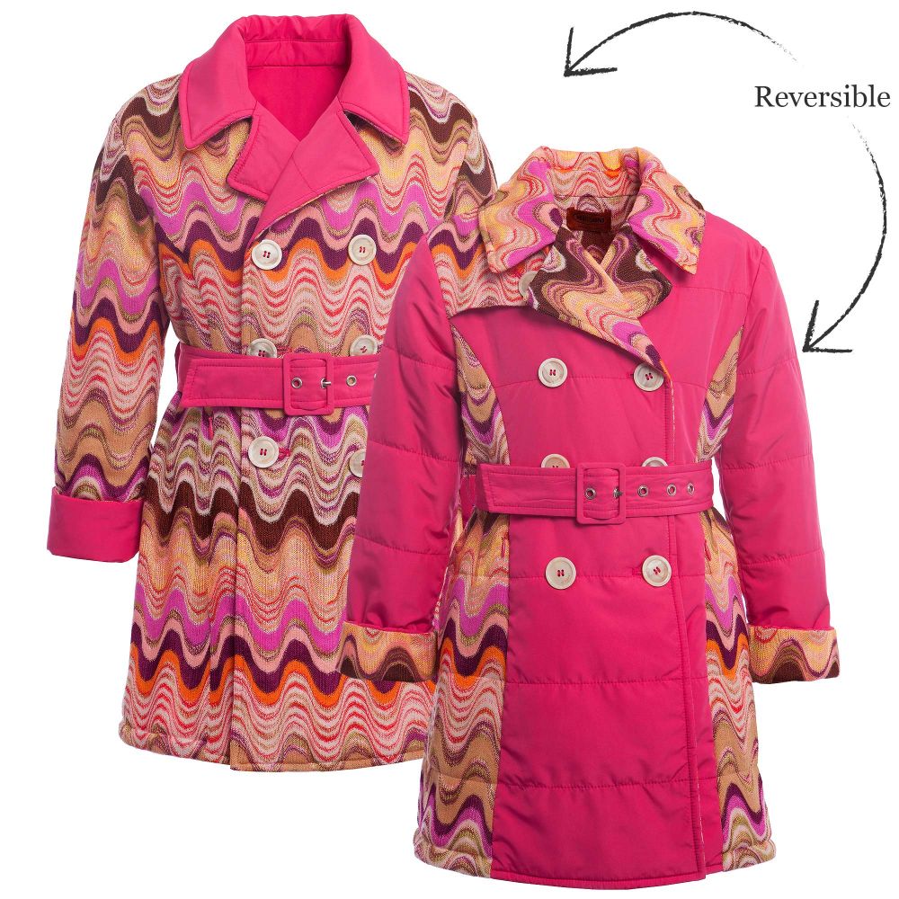 Missoni - Girls Pink & 'Swirl Knit' Reversible Coat | Childrensalon