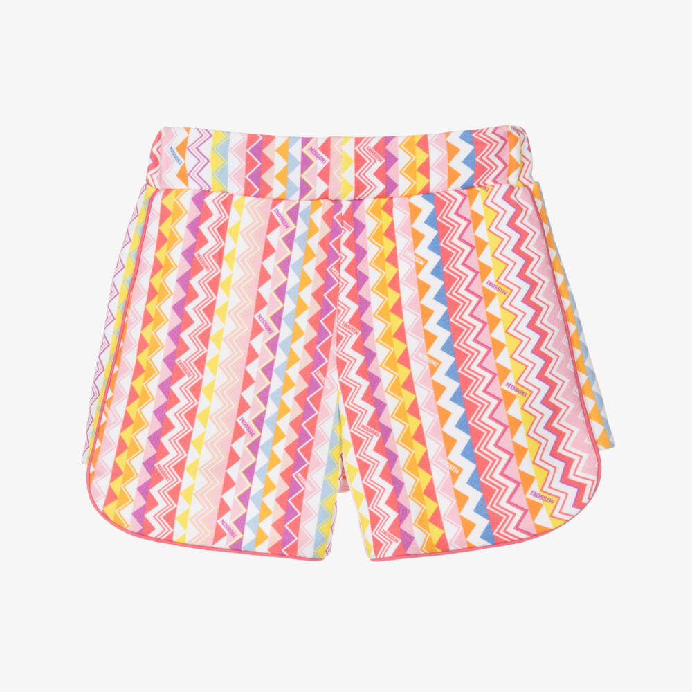 Missoni-Girls Pink & White Patterned Cotton Shorts | Childrensalon Outlet