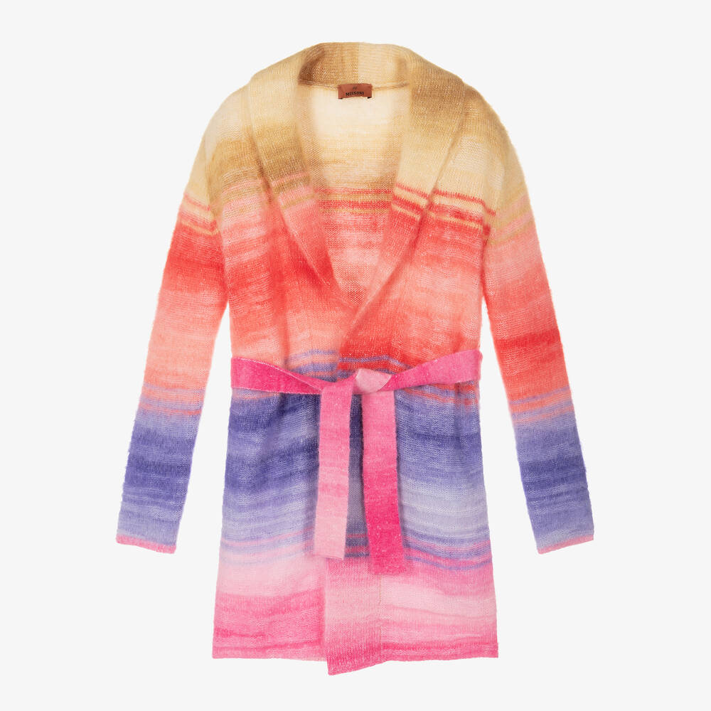 Missoni - Girls Pink & Yellow Wool Knit Cardigan | Childrensalon