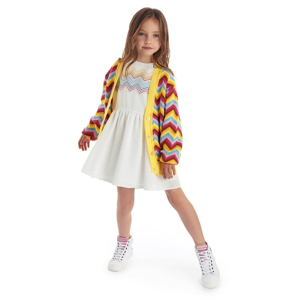 Missoni-Girls Pink & Yellow Zigzag Cardigan | Childrensalon Outlet