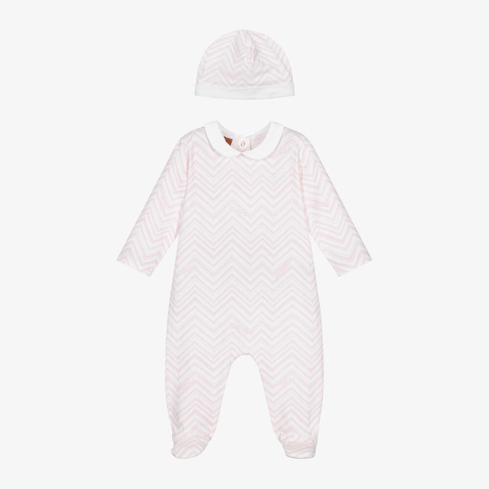 Missoni-Girls Pink Zig Zag Cotton Babysuit Set | Childrensalon Outlet