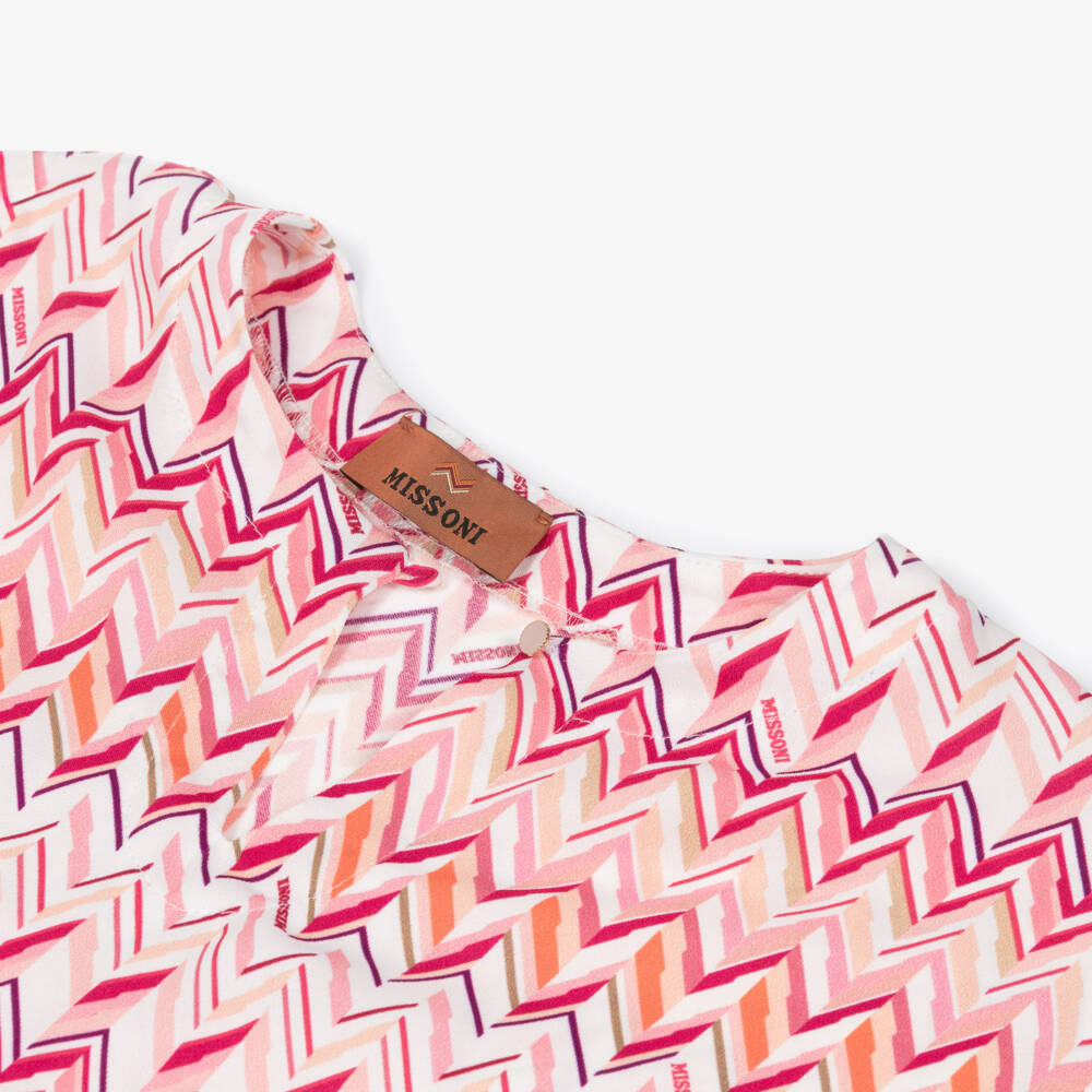 Missoni-Girls Pink Zigzag Belted Dress | Childrensalon Outlet